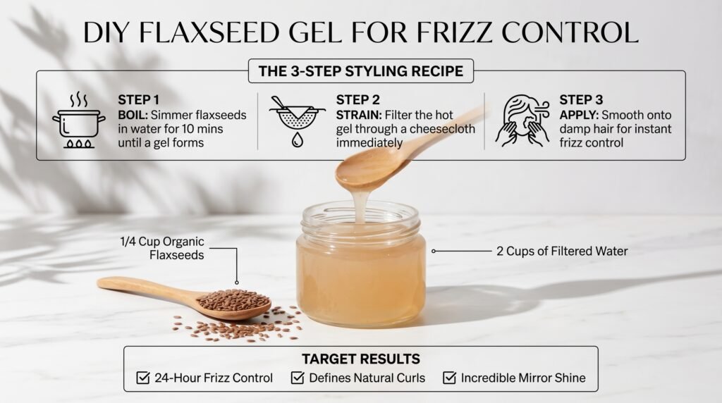 Flaxseed hair gel for frizz control